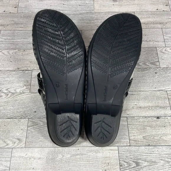 Josef Seibel Sandals Womens 10.5 41 Black Slip On Slides Open Toe Shoes Heels - Picture 7 of 10